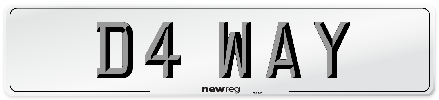 D4 WAY Number Plate from New Reg